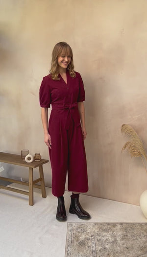 Emily & Fin Stella Jumpsuit Needlecord Russet Red