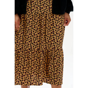 Sugarhill Felicity Tiered Skirt Tan Animal Floral - BouChic 