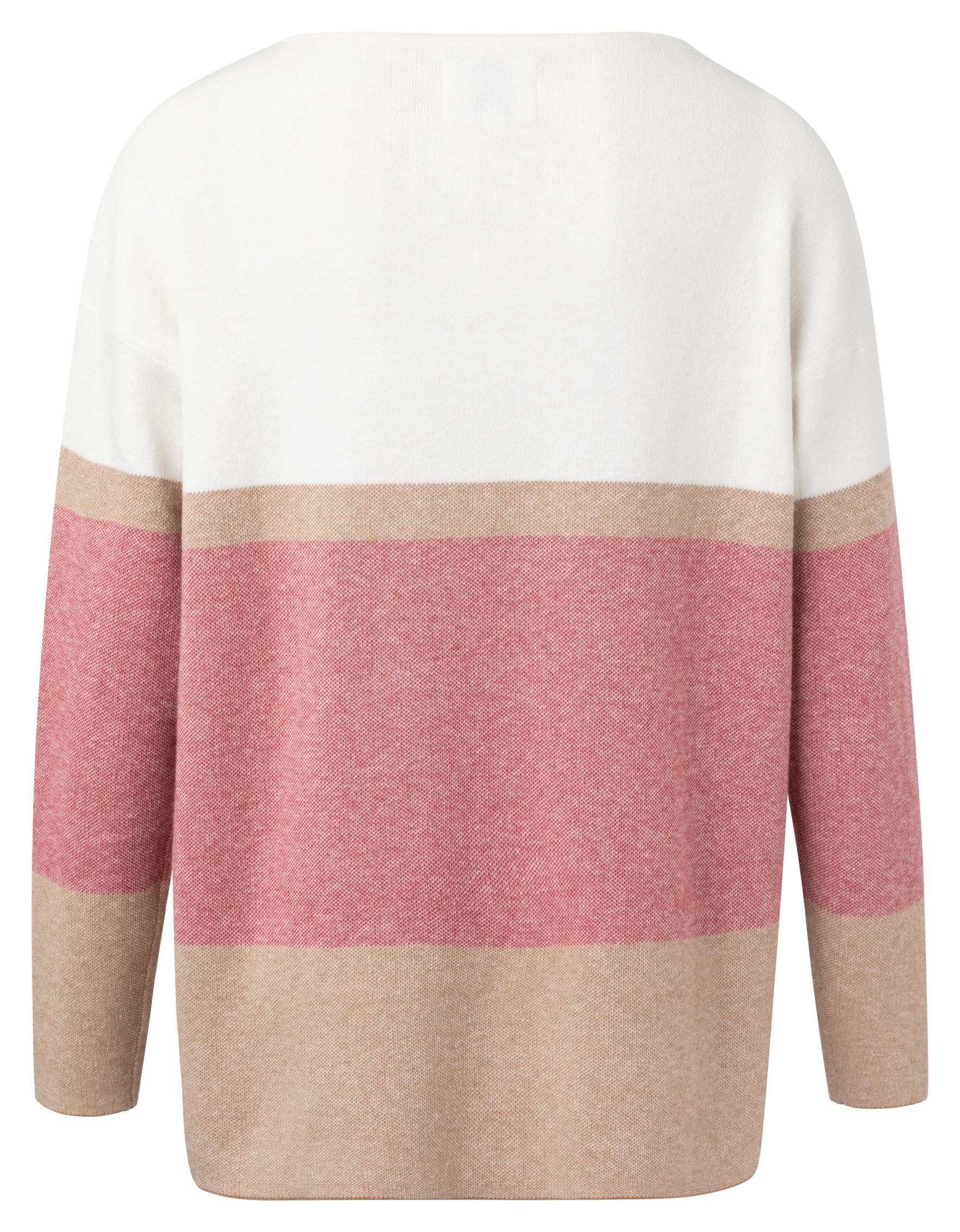 Boat Neck Pink Rouge Sweater With Striped Print - BouChic 