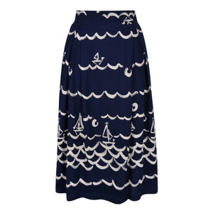 Clovelly Fever Designs Navy/Cream Skirt - BouChic 