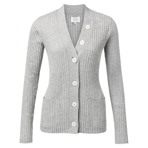 Light Grey Cardigan With Contrast Buttons - BouChic 