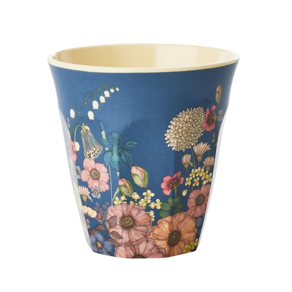 Melamine Cup Floral On Blue - BouChic 