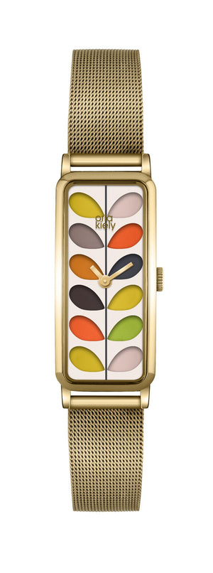Orla Kiely Ladies Rectangular Stem Watch Gold/Multi - BouChic 