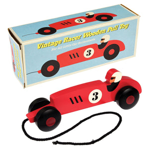 Red Retro Racer - Wooden Pull along Toy - BouChic 