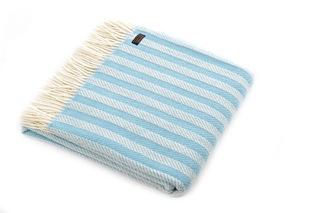 Striped Blue New Pure Wool Herringbone Throw - BouChic 