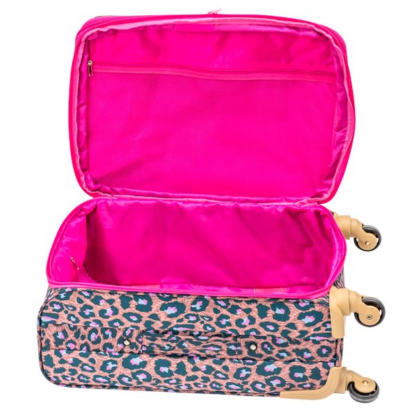 Rice Trolley Suitcase Leopard Print Soft Shell Brown/Pink - BouChic 