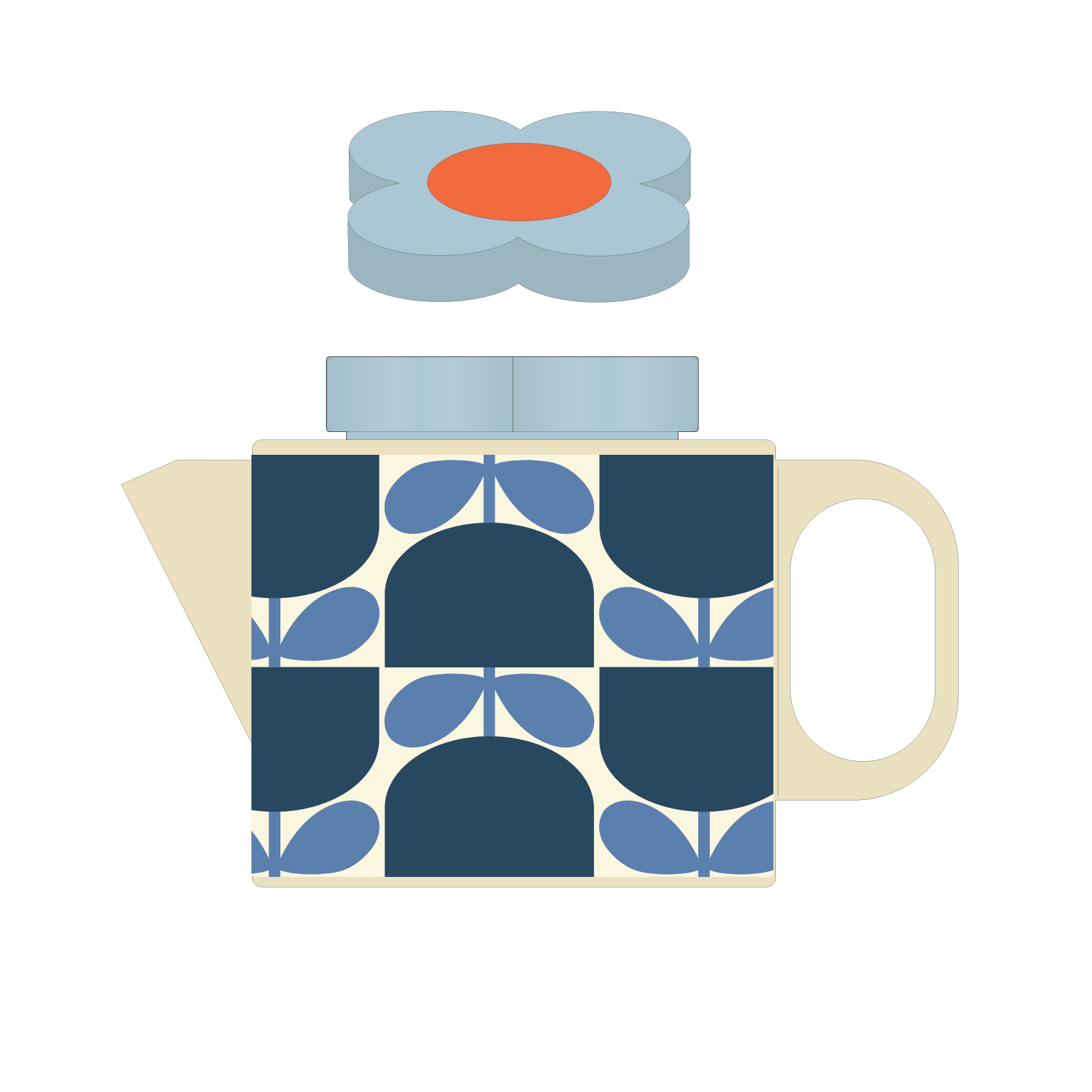 Orla Kiely Teapot Block Flower Navy