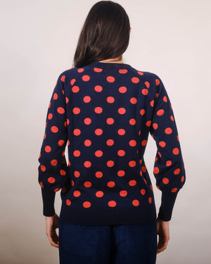 Pretty Vacant Oslo Polka Sweater Navy/Rust