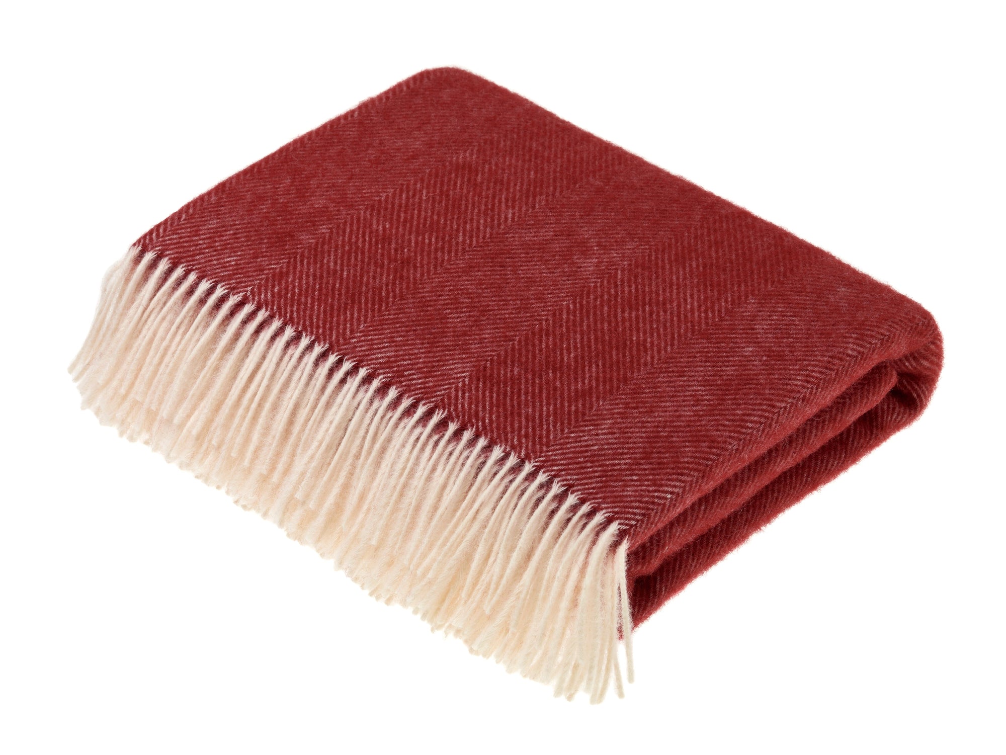 Bronte By Moon Throw Herringbone New Pure Wool Red - BouChic 