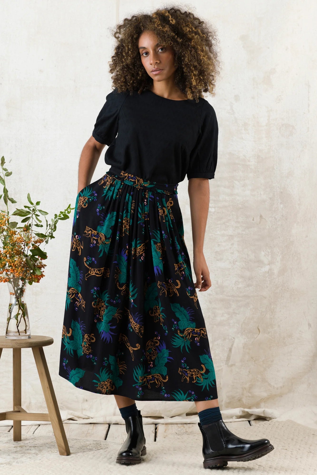 Emily & Fin Gemma Skirt Midnight Leopard - BouChic 