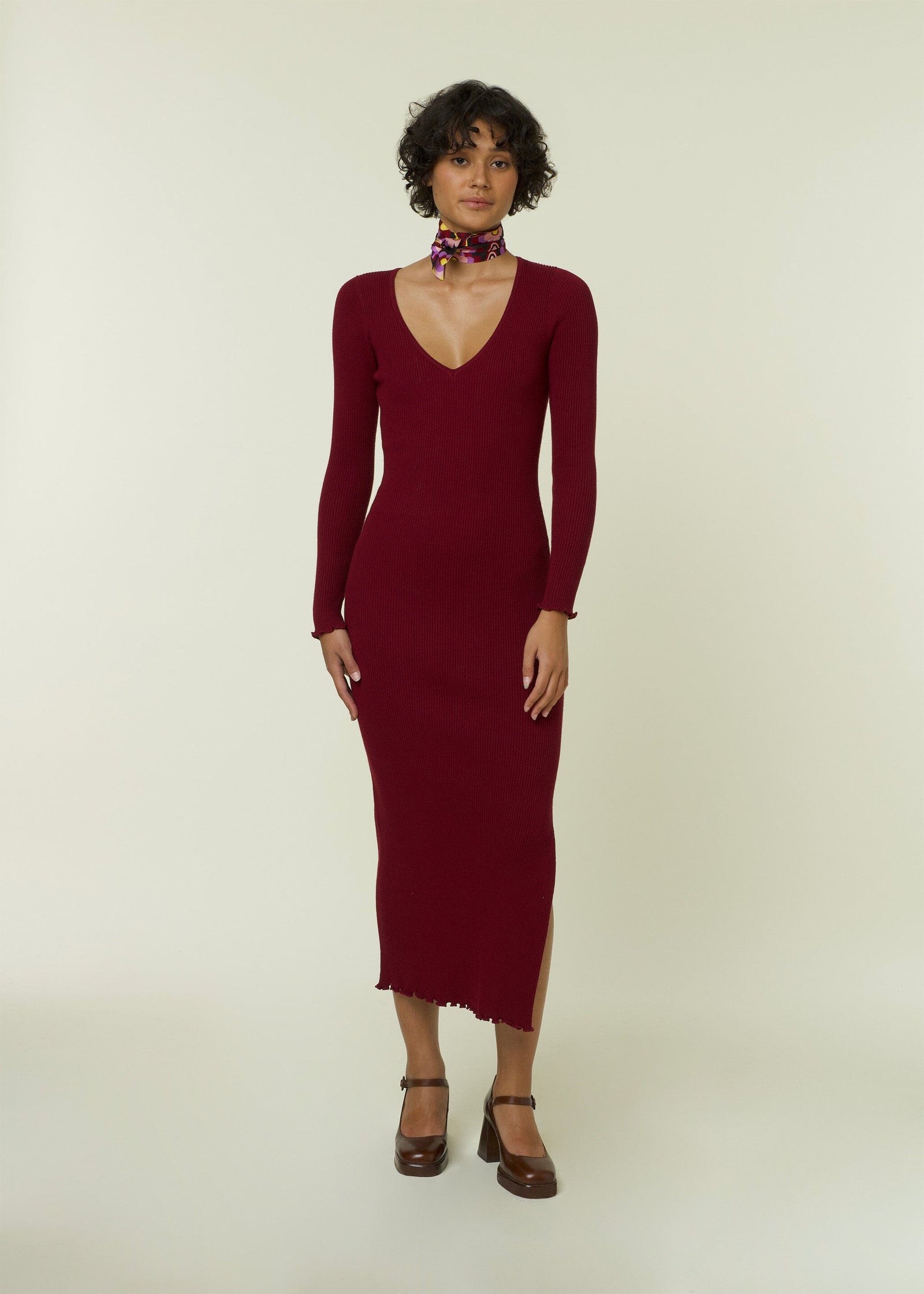 Frnch Brigitte Dress Burgundy - BouChic 