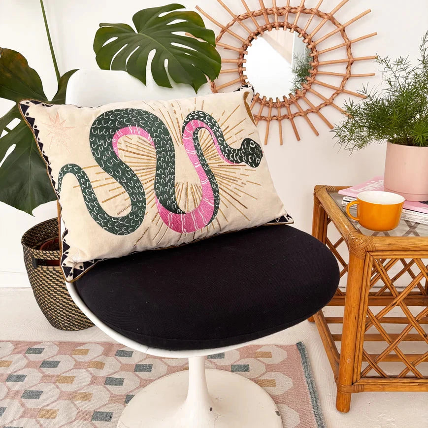 Inked Snake Cushion - BouChic