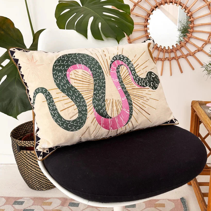 Inked Snake Cushion - BouChic