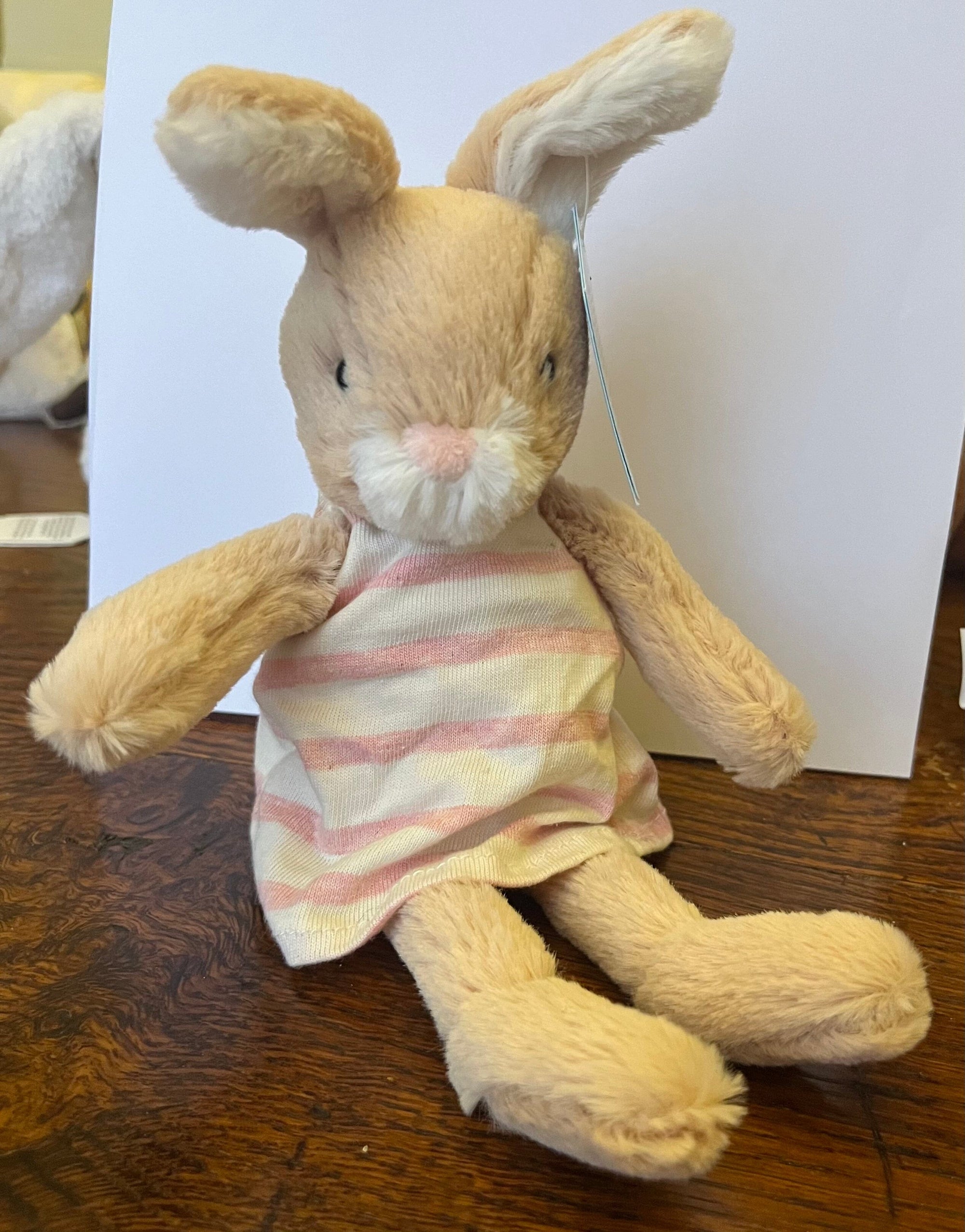 Jellycat Small Bunny with Pink/White Stripy Dress - BouChic