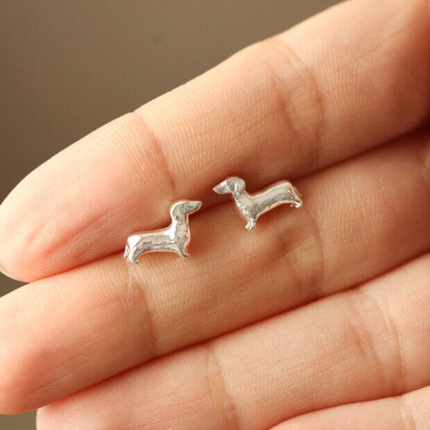 Lisa Angel Sausage Dog Stud Earrings in Silver - BouChic 