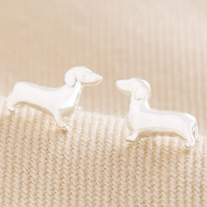 Lisa Angel Sausage Dog Stud Earrings in Silver - BouChic 