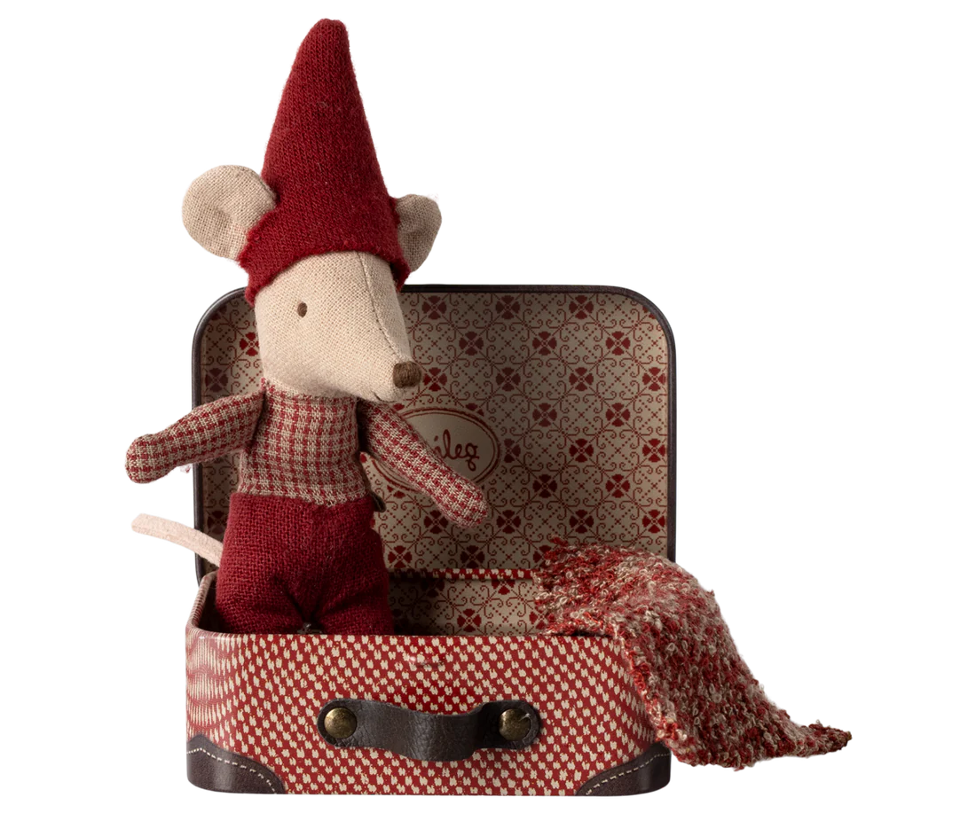 Maileg Christmas Mouse Baby in Suitcase - BouChic 