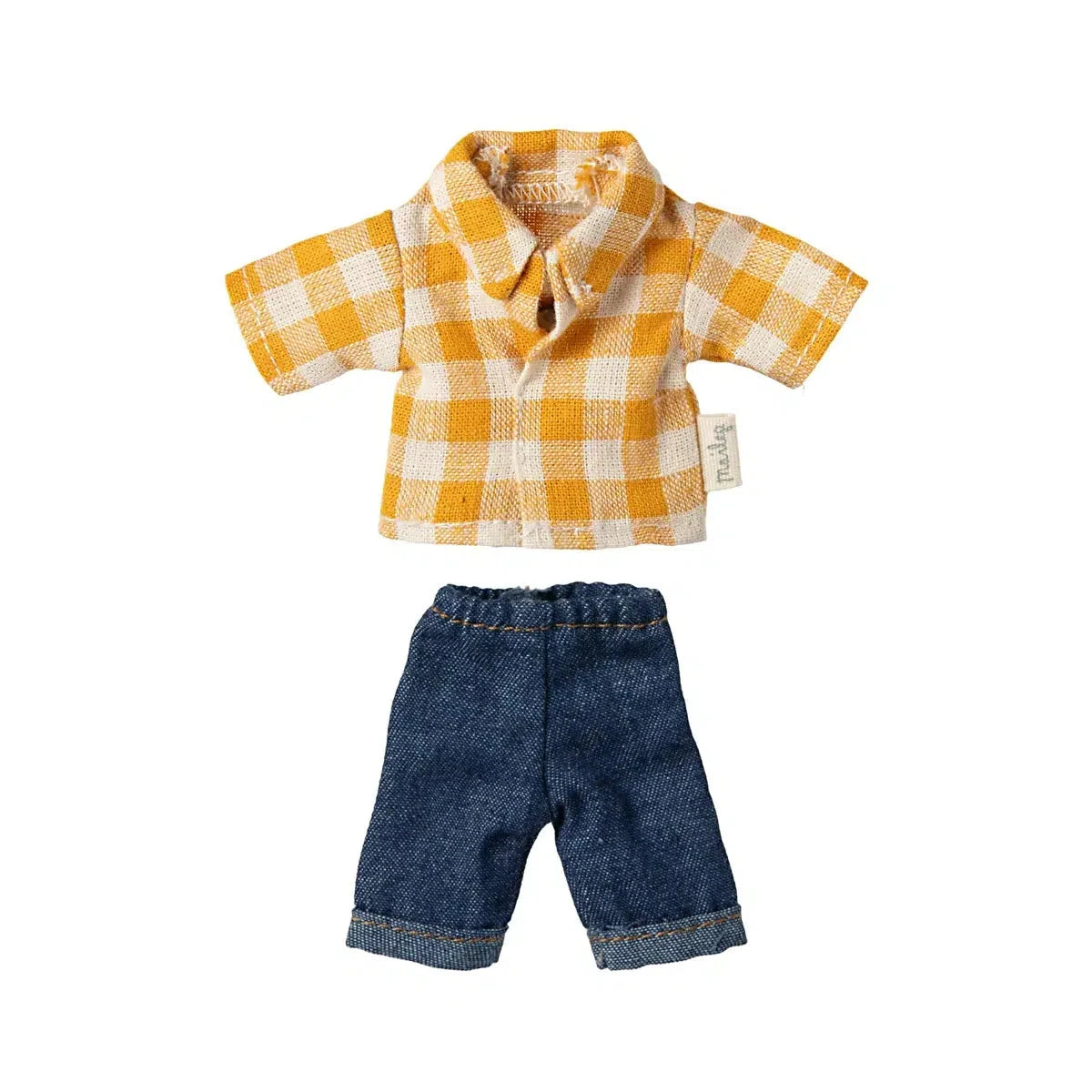 Maileg Dad in Yellow Checked Shirt & Denim Pants Activity Toy BouChic 