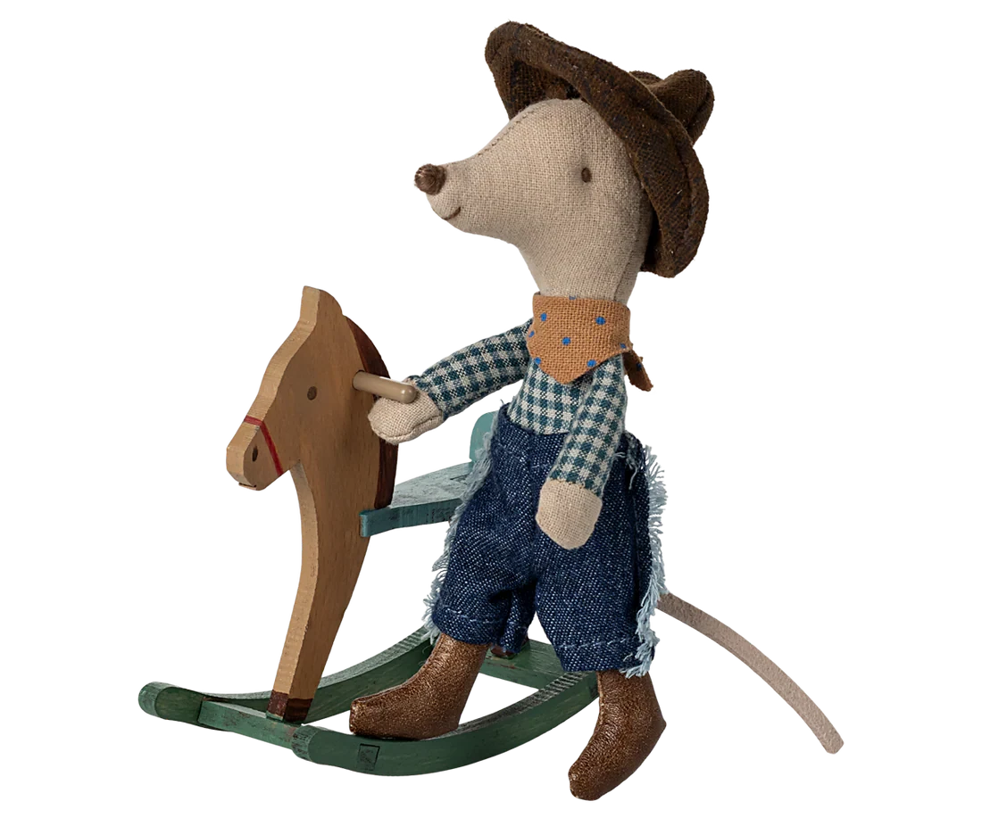 Maileg Rocking Horse Cowboy Mouse Little brother - BouChic
