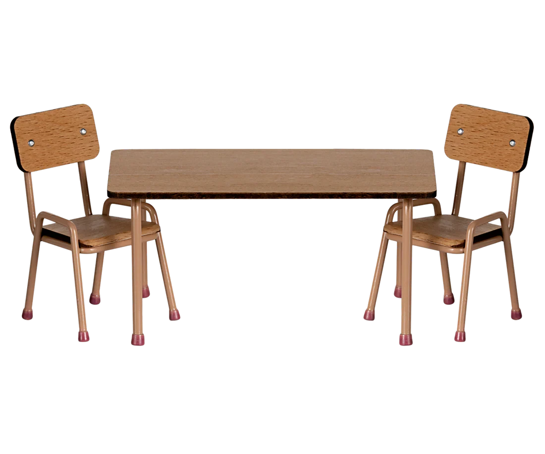 Maileg Table and Chairs Set Mouse - Dark powder - BouChic