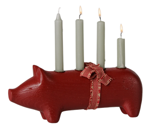 Maileg Wooden Red Pig Candleholder Candleholder BouChic 