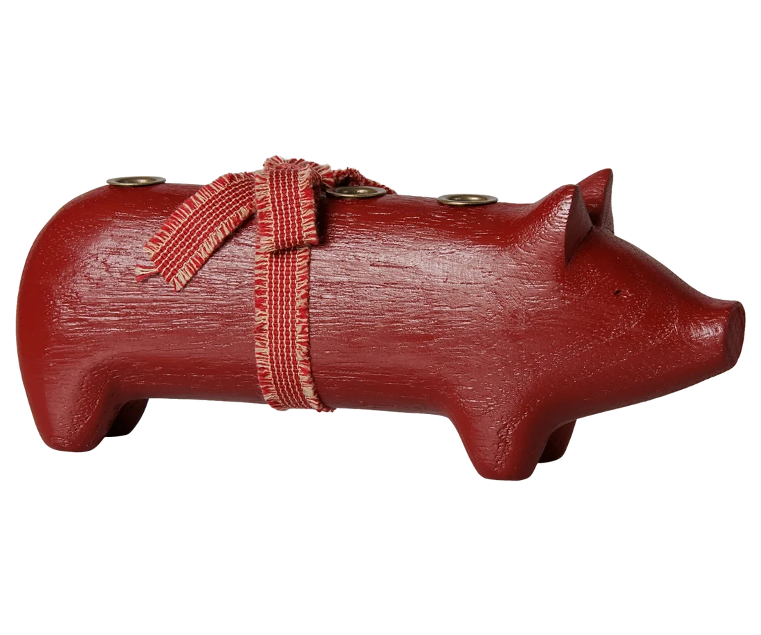 Maileg Wooden Red Pig Candleholder Candleholder BouChic 