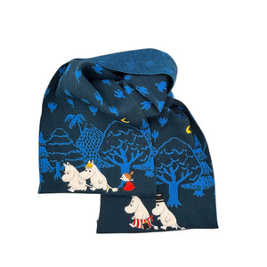 Moomin Blue Forest Embroidered Scarf Scarf BouChic 
