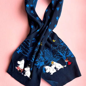 Moomin Blue Forest Embroidered Scarf Scarf BouChic 