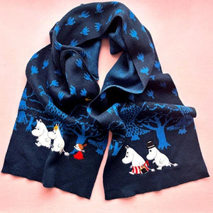 Moomin Blue Forest Embroidered Scarf Scarf BouChic 