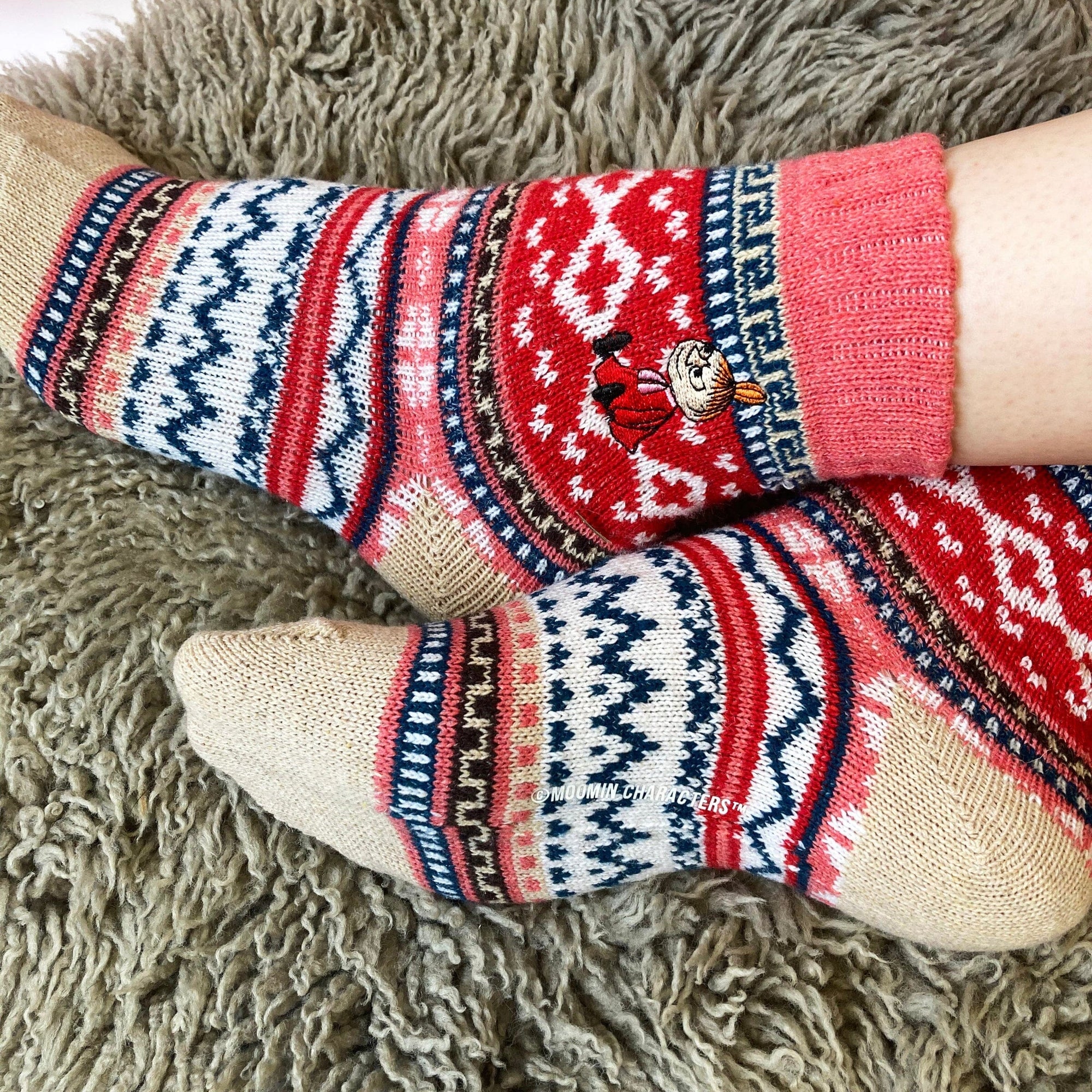 Moomin Fair Isle Little My Slipper Socks - BouChic 