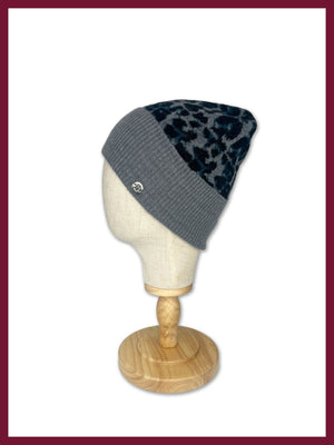 Nooki Darcy Leopard Beanie - Grey Mix Beanie Hat BouChic 