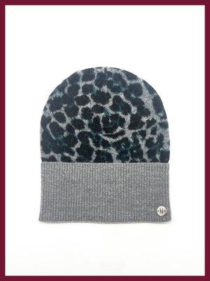 Nooki Darcy Leopard Beanie - Grey Mix Beanie Hat BouChic 