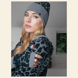Nooki Darcy Leopard Beanie - Grey Mix Beanie Hat BouChic 