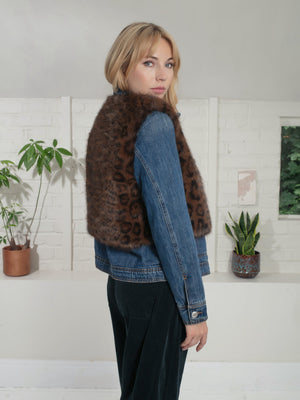 Nooki Edelweiss Faux Fur Gilet - Chocolate Leopard Gilet BouChic 