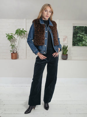 Nooki Edelweiss Faux Fur Gilet - Chocolate Leopard Gilet BouChic 