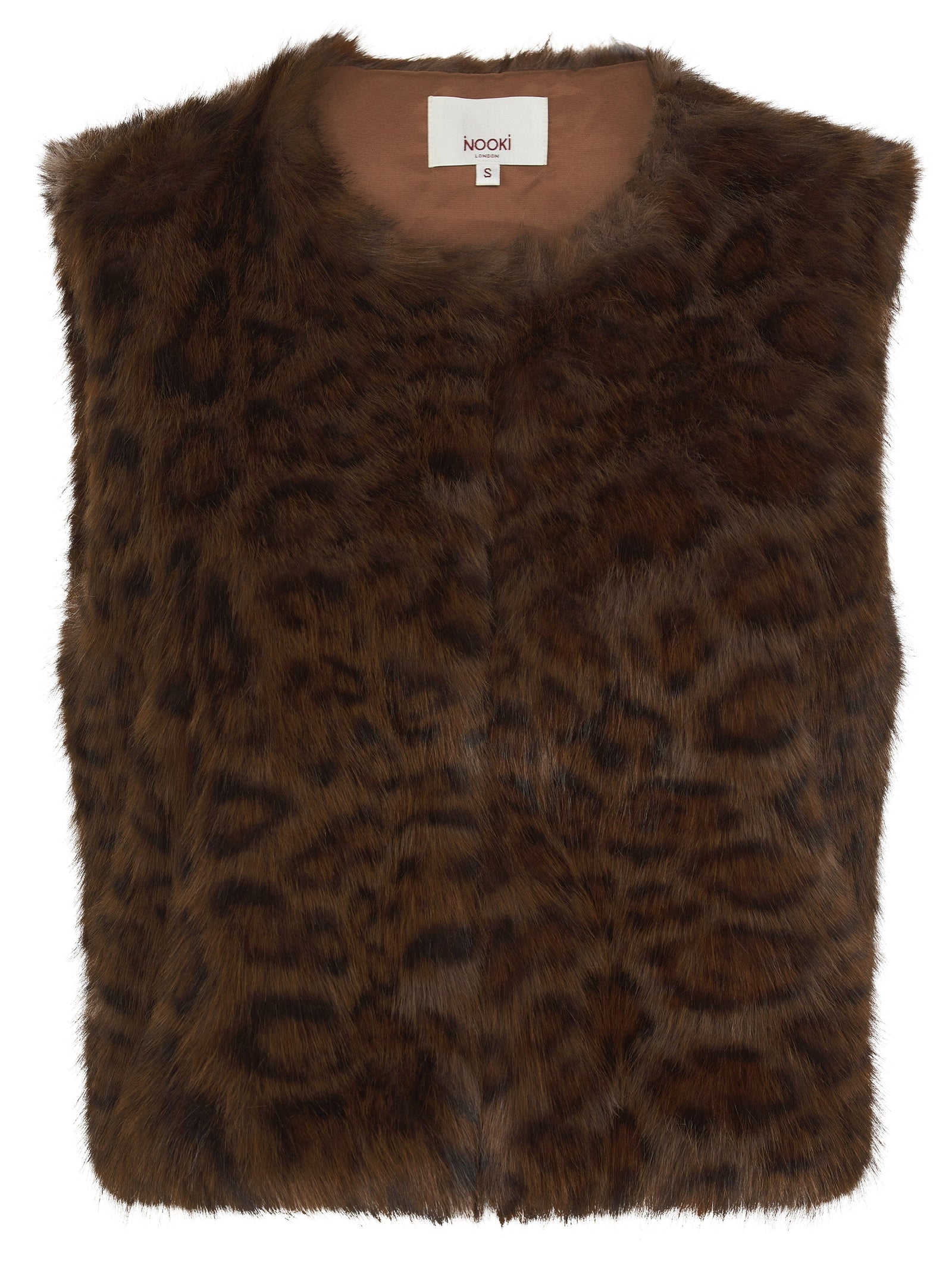 Nooki Edelweiss Faux Fur Gilet - Chocolate Leopard Gilet BouChic 