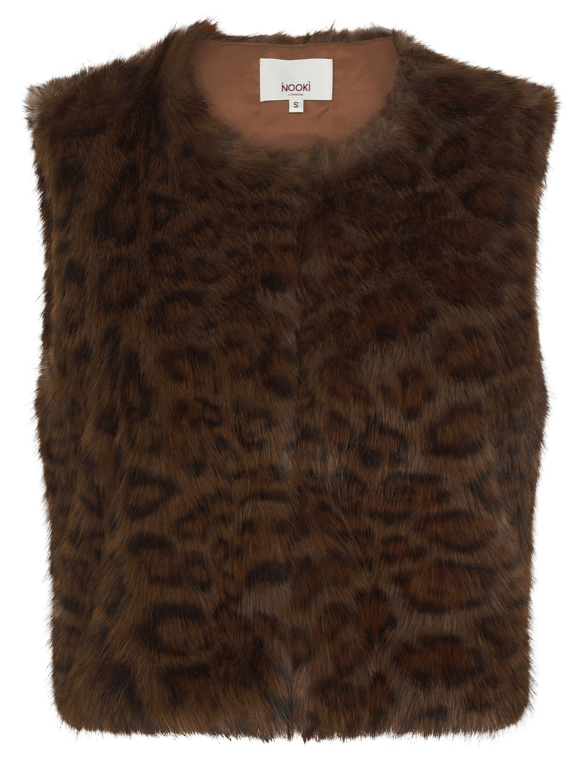 Nooki Edelweiss Faux Fur Gilet - Chocolate Leopard Gilet BouChic 