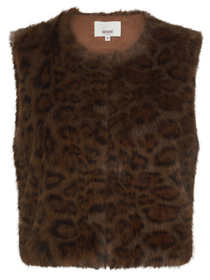 Nooki Edelweiss Faux Fur Gilet - Chocolate Leopard Gilet BouChic 
