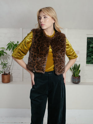 Nooki Edelweiss Faux Fur Gilet - Chocolate Leopard Gilet BouChic 