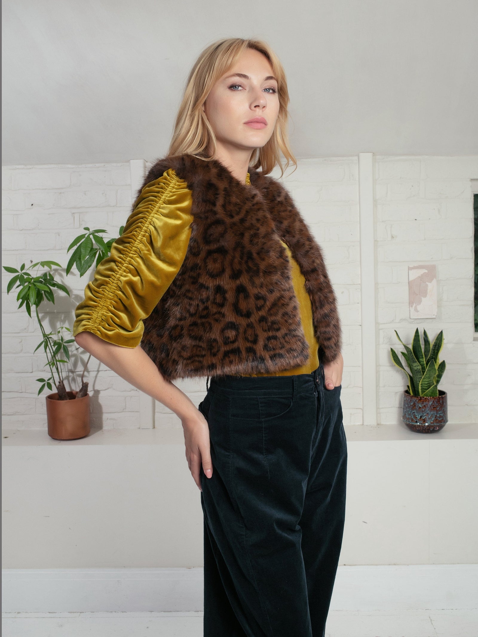 Nooki Edelweiss Faux Fur Gilet - Chocolate Leopard Gilet BouChic 