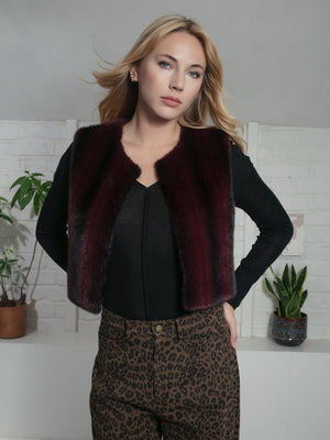 Nooki Edelweiss Faux Fur Gilet - Plum Zig Zag Gilet BouChic 