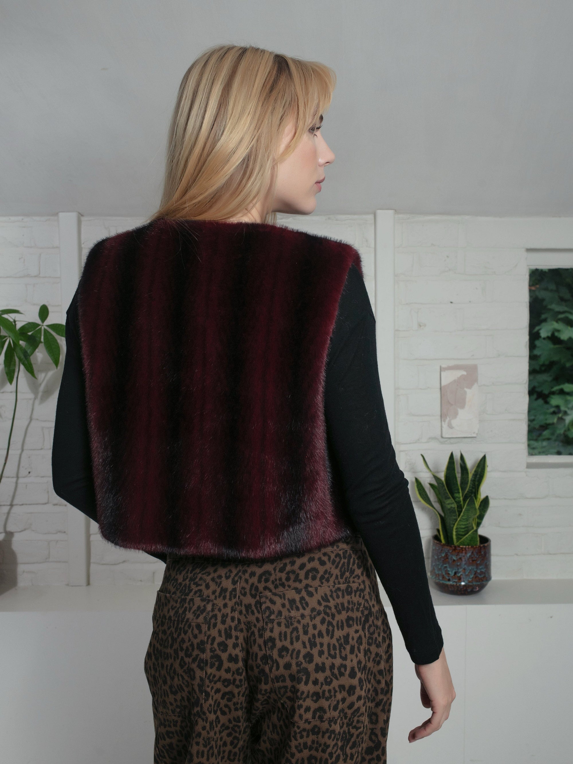 Nooki Edelweiss Faux Fur Gilet - Plum Zig Zag Gilet BouChic 