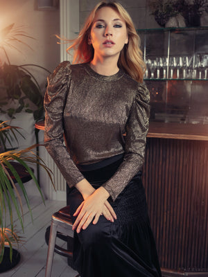 Nooki Heather Metallic Top In Gold Top BouChic 