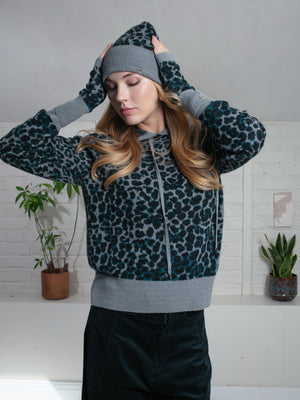 Nooki Leopard Norwood Hoodie in Grey Hoodie BouChic 