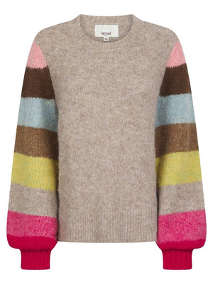 Nooki Morgan Supersoft Striped Cuff Jumper in Mink Jumper BouChic 