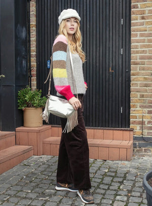 Nooki Morgan Supersoft Striped Cuff Jumper in Mink Jumper BouChic 