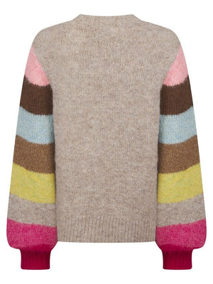Nooki Morgan Supersoft Striped Cuff Jumper in Mink Jumper BouChic 