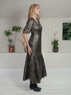 Nooki Vivianna Lame Dress In Gold Leopard Dress BouChic 