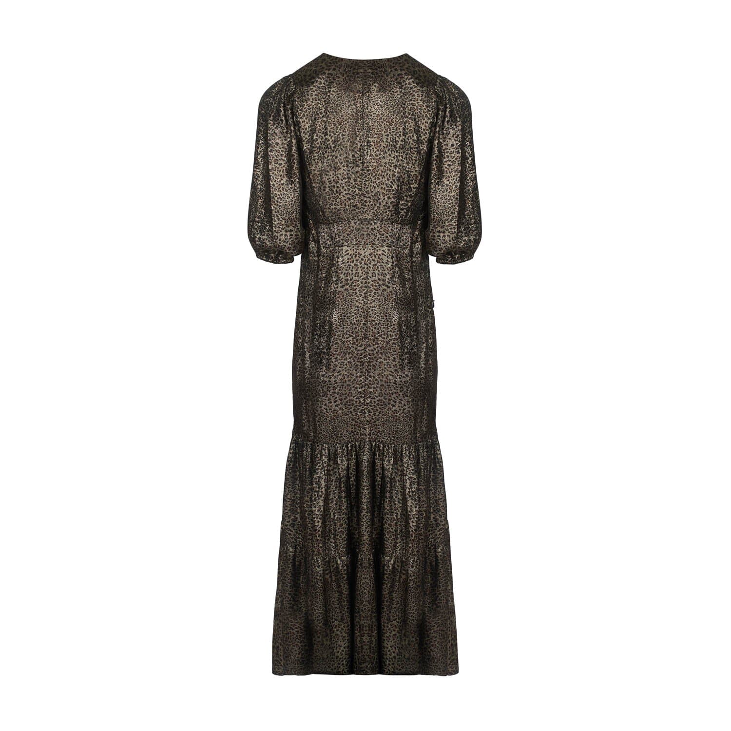 Nooki Vivianna Lame Dress In Gold Leopard