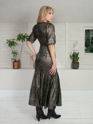 Nooki Vivianna Lame Dress In Gold Leopard Dress BouChic 